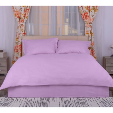 Lenjerie de pat lila din damasc, set de 4 piese, cu cearșaf elastic pentru saltea de 160x200 cm