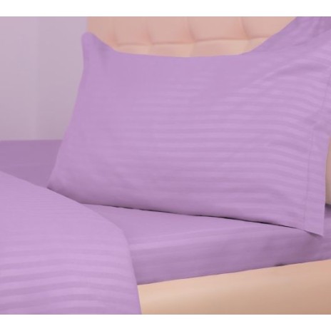 Lenjerie de pat lila din damasc, set de 4 piese, cu cearșaf elastic pentru saltea de 160x200 cm