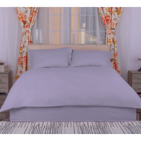 Lenjerie de pat elegantă gri din damasc policoton, cearceaf cu elastic