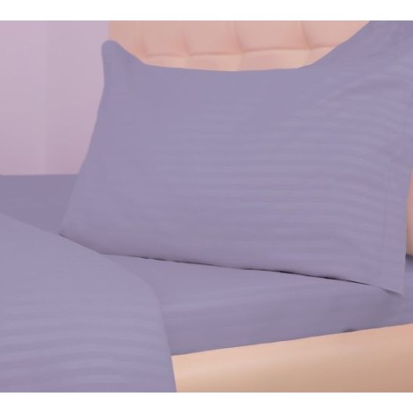 Lenjerie de pat elegantă gri din damasc policoton, cearceaf cu elastic