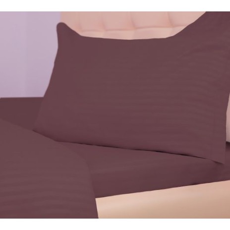 Set lenjerie cu elastic pat dublu maro damasc-policoton pentru 180x200cm, Pucioasa