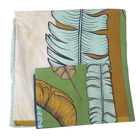 Lenjerie de pat tropicală Tac din bumbac 100% ranforce, cu elastic, calitate premium