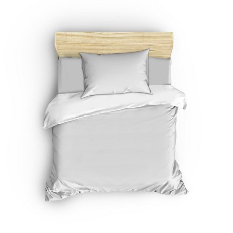 Lenjerie de pat 1 persoana bumbac 100% satinat Elegant Alb, moale si fina