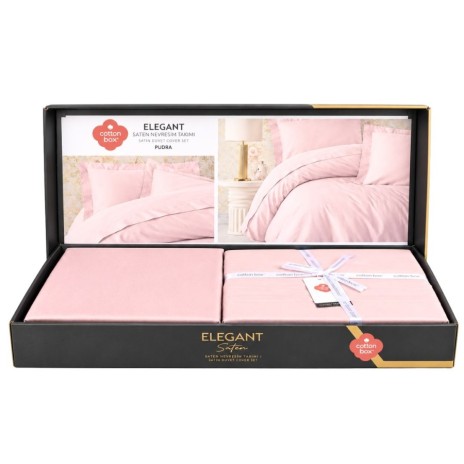 Lenjerie de pat 1 persoana bumbac 100% satinat Elegant roz pudra, moale si fina
