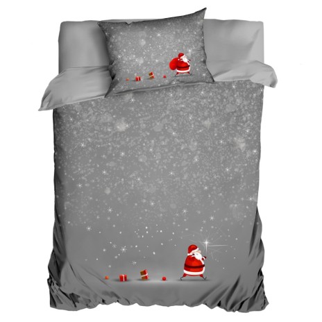 Lenjerie de pat 1 persoana Craciun 3D, bumbac 100% ranforce, Emory