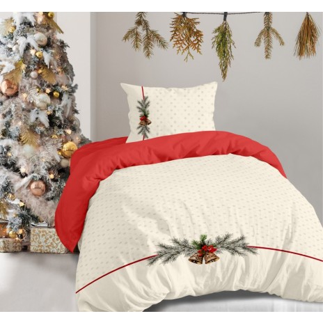 Lenjerie de pat 1 persoana Craciun 3D, bumbac 100% ranforce, Holly