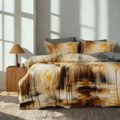 lenjerie de pat 3d bumbac satin first choice angora peisaj