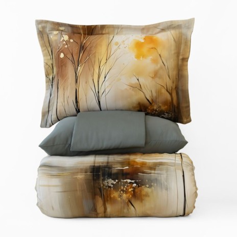 lenjerie de pat 3d bumbac satin first choice angora peisaj