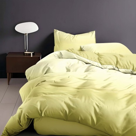 Lenjerie de pat 6 piese finet galben pastel pentru pat dublu