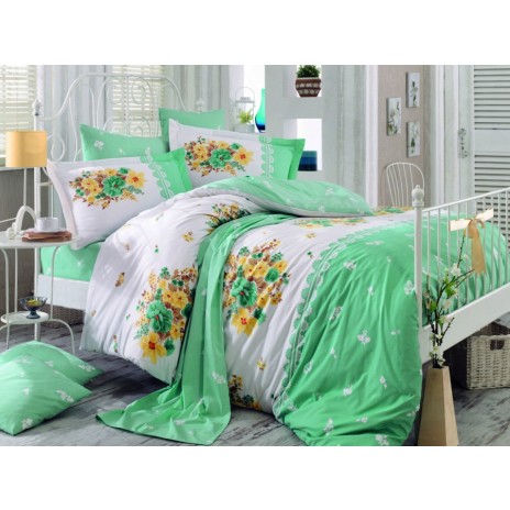 Lenjerie de pat bumbac 100% poplin, Hobby Home, Alvis Water Green