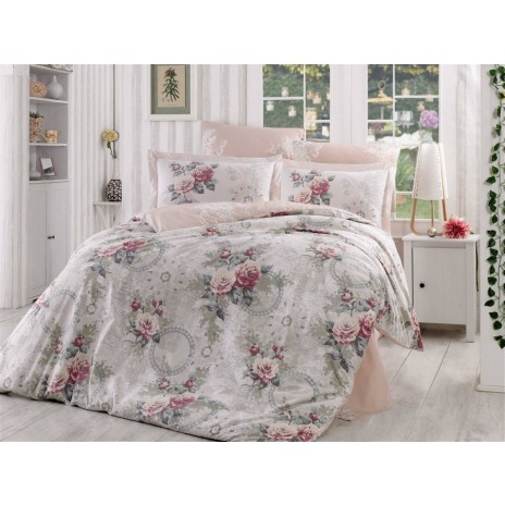 Lenjerie de pat poplin percale, Hobby Home, Clementina - Dusty Rose