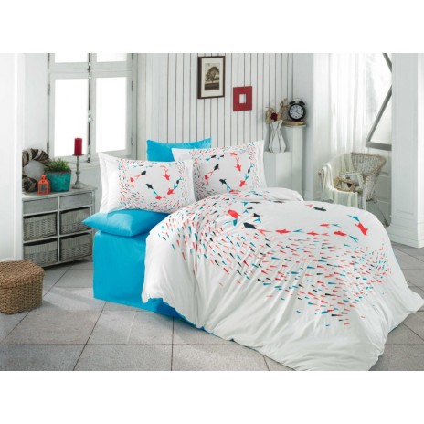 Lenjerie de pat poplin percale, Hobby Home, Delfina Turcoaz