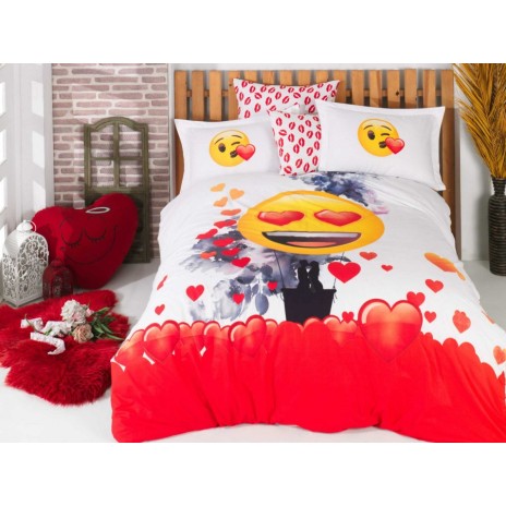 Lenjerie de pat poplin percale, Hobby Home, Emoji Kiss