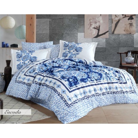 Lenjerie de pat poplin percale, Hobby Home, Escoda Dark Blue