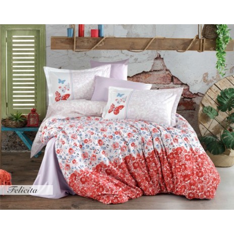 Lenjerie de pat poplin percale, Hobby Home, Felicita Red