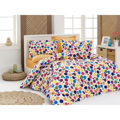 Lenjerie de pat bumbac 100%, Ralex Pucioasa,Buline Colorate RNF51