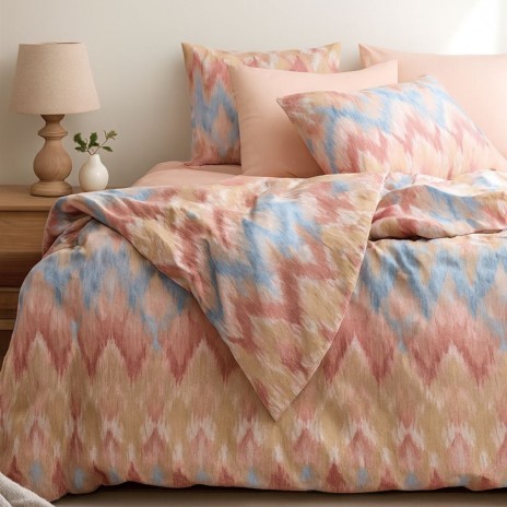 Lenjerie de pat bumbac 100% ranforce Bahar Home Eternal Balett zig-zag in nuante pastel