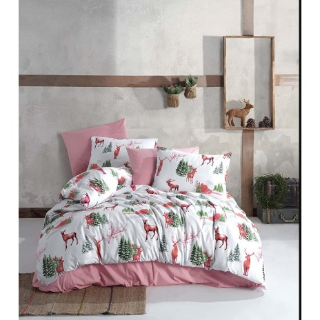 Lenjerie Craciun ranforce reni si brazi, Bahar Home Lapland.