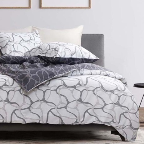 Lenjerie de pat Bahar Home Lexi alb geometric modern din bumbac 100% ranforce 145 TC
