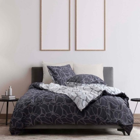 Lenjerie de pat Bahar Home Lexi Gri geometric modern din bumbac 100% ranforce 145 TC