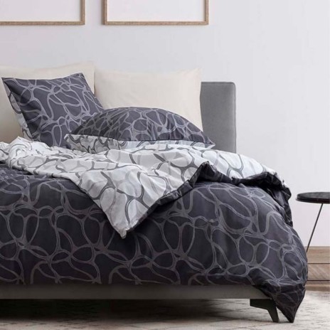 Lenjerie de pat Bahar Home Lexi Gri geometric modern din bumbac 100% ranforce 145 TC