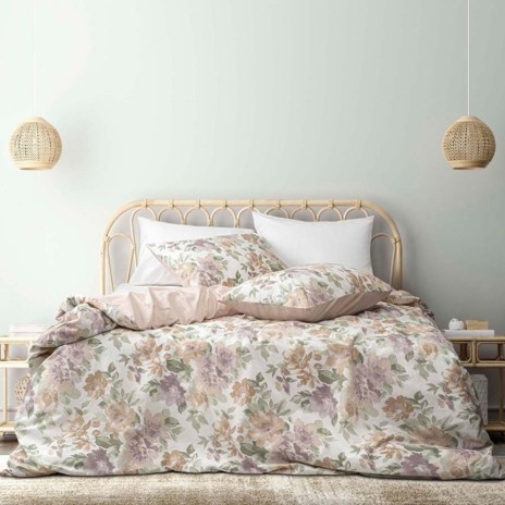 Lenjerie de pat Bahar Home Melinda Iris floral pastel din bumbac 100% ranforce 145 TC