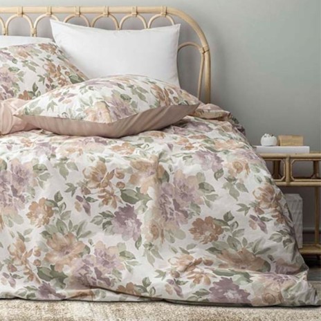 Lenjerie de pat Bahar Home Melinda Iris floral pastel din bumbac 100% ranforce 145 TC