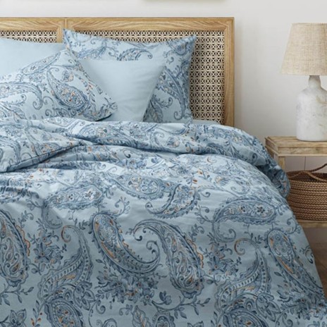 Lenjerie de pat Bahar Home Mitra storm albastru cu model paisley din bumbac 100% ranforce 145 TC