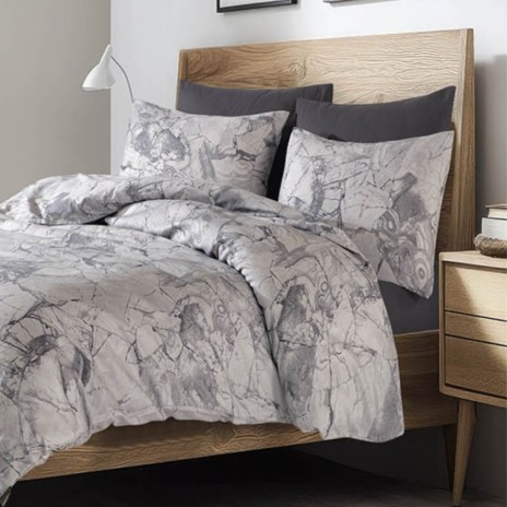 Lenjerie de pat Bahar Home Pedra gri cu model abstract din bumbac 100% ranforce 145 TC