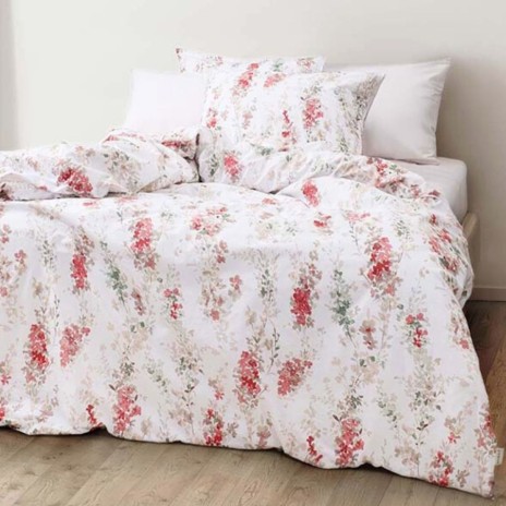 Lenjerie de pat Bahar Home Pelen kirmizi cu imprimeu floral din bumbac 100% ranforce 145 TC