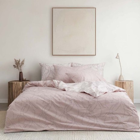 Lenjerie pat bumbac ranforce Bahar Home Rin Charm roz cu model punctat