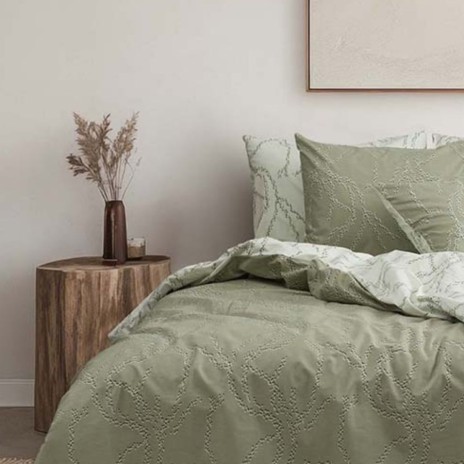 Lenjerie de pat Bahar Home Rin Forest verde cu model texturat în relief discret din bumbac 100% ranforce 145 TC