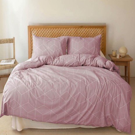 Lenjerie de pat Bahar Home South Ballet (Roz)  cu imprimeu geometric din bumbac 100% ranforce 145 TC