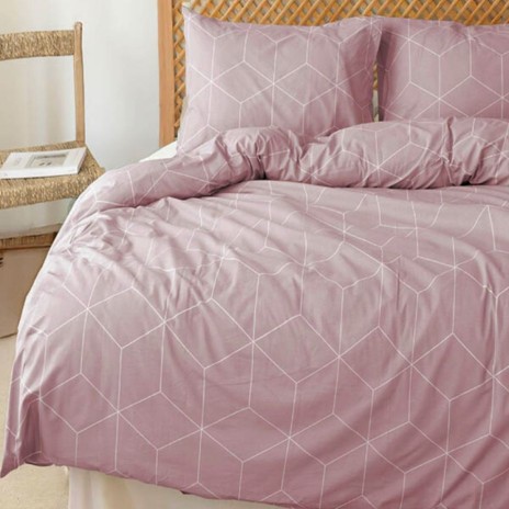 Lenjerie de pat Bahar Home South Ballet (Roz)  cu imprimeu geometric din bumbac 100% ranforce 145 TC