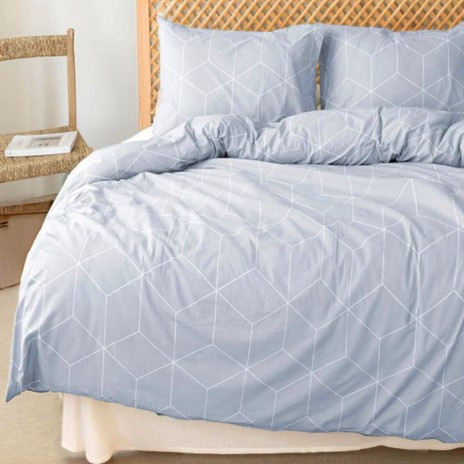 Lenjerie de pat Bahar Home South Bleu cu imprimeu geometric din bumbac 100% ranforce 145 TC