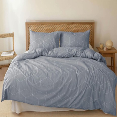Lenjerie de pat Bahar Home South gri cu imprimeu geometric din bumbac 100% ranforce 145 TC