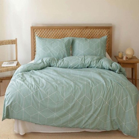 Lenjerie de pat Bahar Home South verde cu imprimeu geometric din bumbac 100% ranforce 145 TC