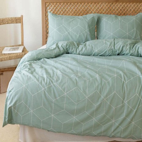 Lenjerie de pat Bahar Home South verde cu imprimeu geometric din bumbac 100% ranforce 145 TC
