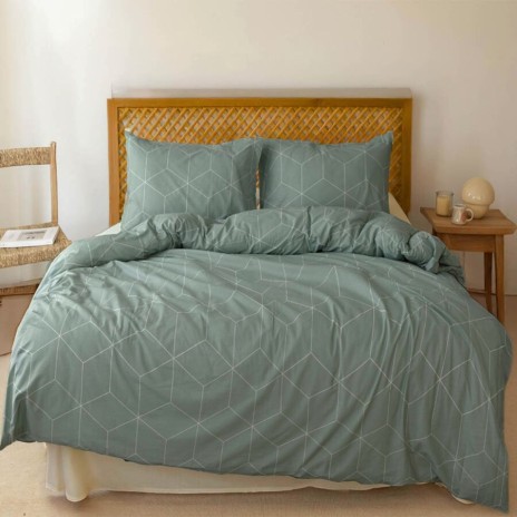 Lenjerie de pat Bahar Home South kaki cu imprimeu geometric din bumbac 100% ranforce 145 TC