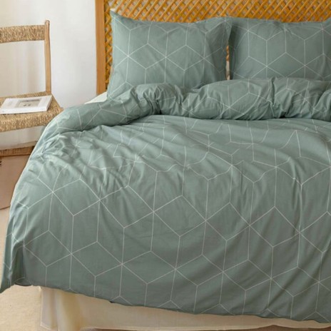 Lenjerie de pat Bahar Home South kaki cu imprimeu geometric din bumbac 100% ranforce 145 TC