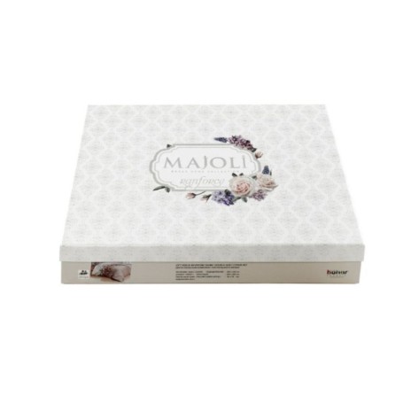 Lenjerie de pat din bumbac 100% ranforce cu design floral în tonuri de gri și alb, decor elegant și modern