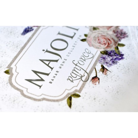 Lenjerie de pat din bumbac 100% ranforce cu design floral în tonuri de gri și alb, decor elegant și modern