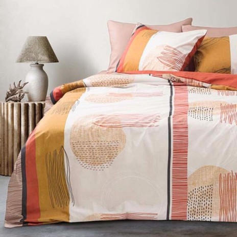 Lenjerie de pat Bahar Home Vortex portocaliu cu design abstract, din bumbac 100% ranforce 145 TC