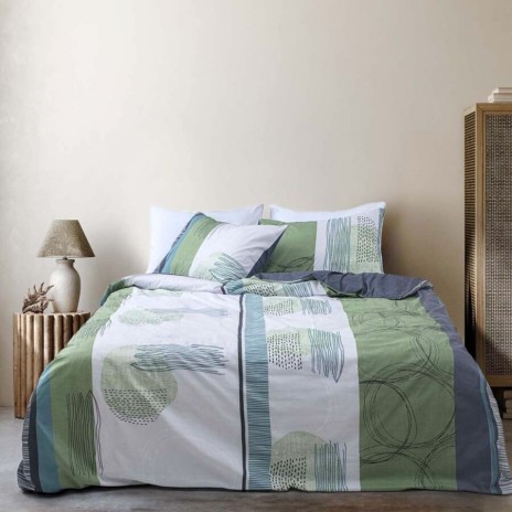 Lenjerie de pat Bahar Home Vortexverde cu design abstract, din bumbac 100% ranforce 145 TC