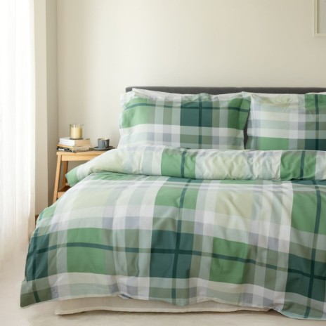 Lenjerie de pat dublu bumbac 100% ranforce Bahar Home Carlo carouri verzi