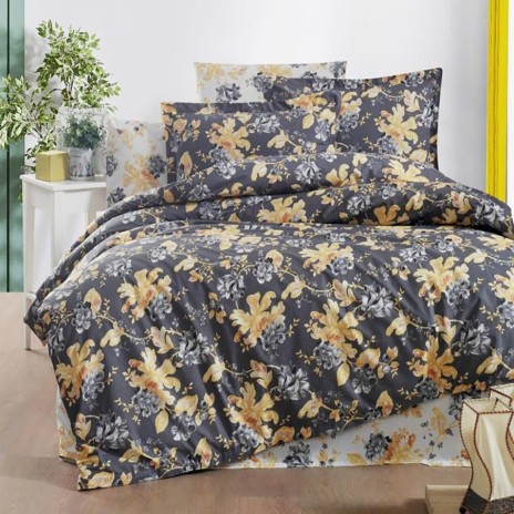 Lenjerie pat bumbac ranforce Pucioasa Flori Galbene RNF 42 200x220 din colecția Pucioasa