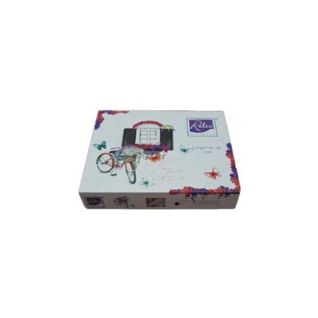 Lenjerie de pat dublu din bumbac 100% ranforce cu design elegant în nuanțe de mov și lila