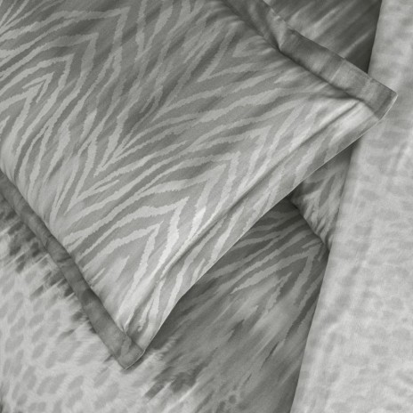 Set lenjerie de pat dublu Zavora din bumbac 100 % mako-satin, imprimeu abstract in nuante de gri