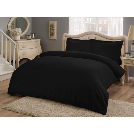 Lenjerie de pat neagră din bumbac 100% satinat cu design modern, 4 piese