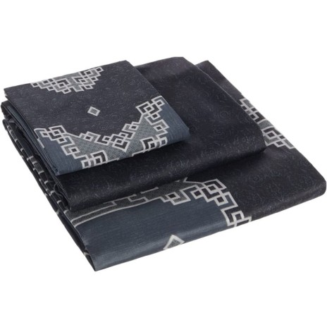 Lenjerie de pat geometric gri și alb din bumbac satinat TAC, model Loren, set complet